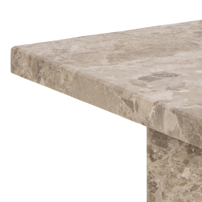 Vega Square Coffee Table with Brown Marble Top 90cm