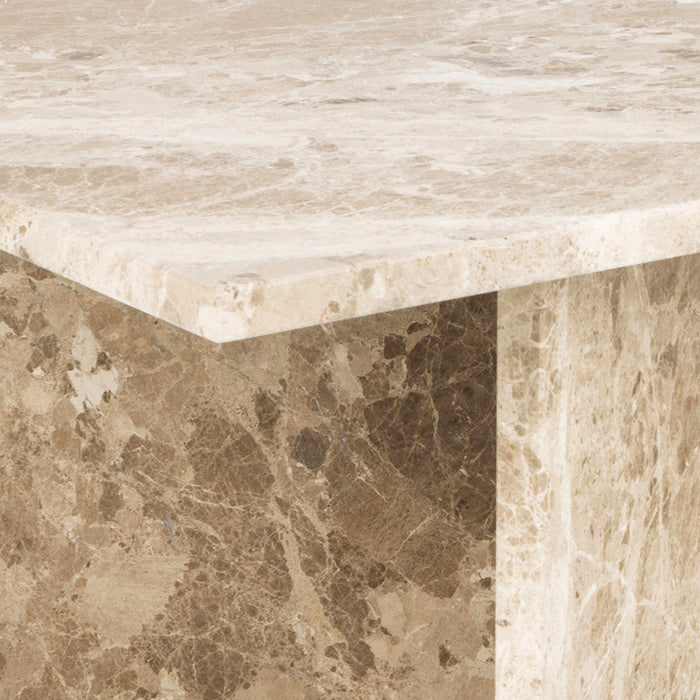 Vega Rectangular Coffee Table with Brown Marble Top 140cm