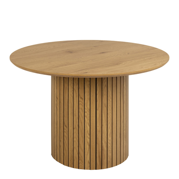 Yale Dining Table in Oak Included 4 Adele Dining Chair in Grey Fabric