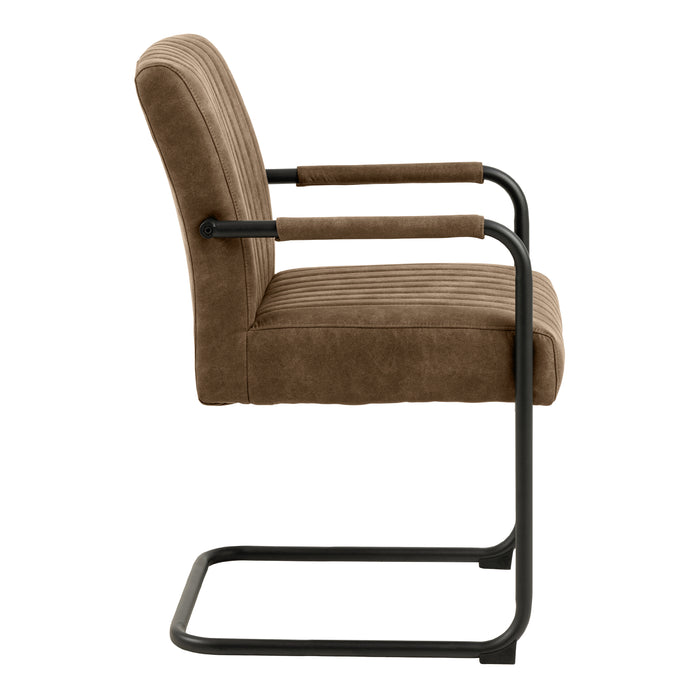 Yale Dining Table in Oak Included 4 Adele Dining Chair in Light Brown Fabric