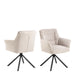 Heaven Dining Table with Ceramic White Top 135cm Included 4 Alonso Swivel Cream Dining Chair with Armrest