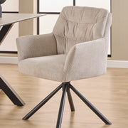 Heaven Dining Table with Ceramic White Top 135cm Included 4 Alonso Swivel Cream Dining Chair with Armrest