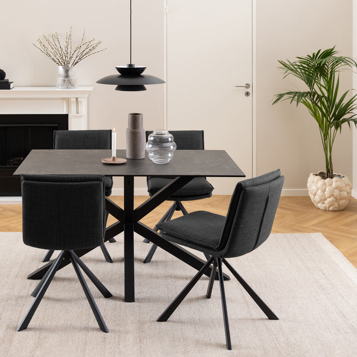 Heaven Dining Table with Ceramic Black Top 135cm