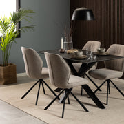 Heaven Dining Table with Ceramic Black Top 135cm
