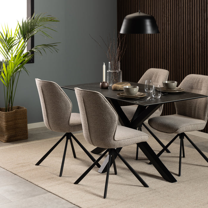 Heaven Dining Table with Ceramic Black Top 135cm