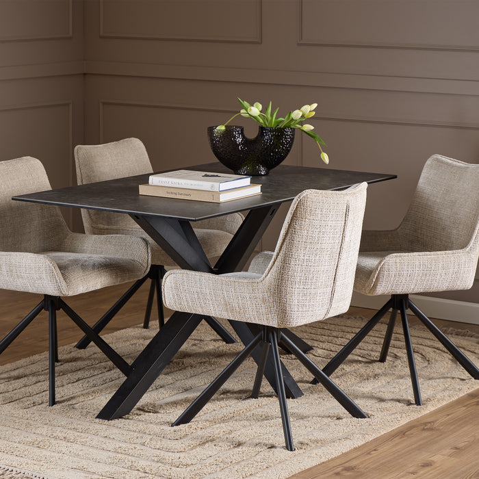 Heaven Dining Table with Ceramic Black Top 135cm