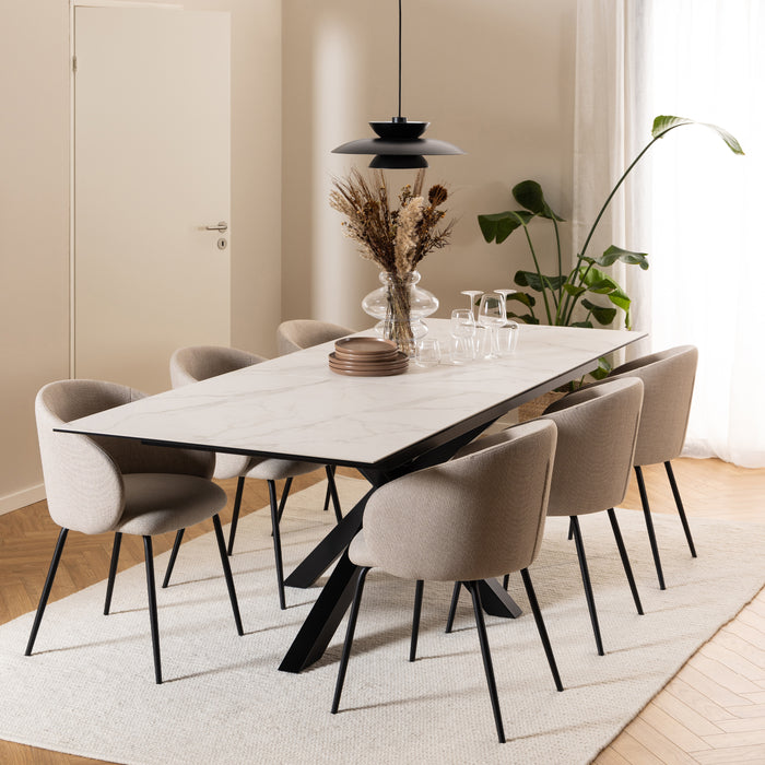 Heaven Extendable Dining Table with Ceramic White Top 200cm