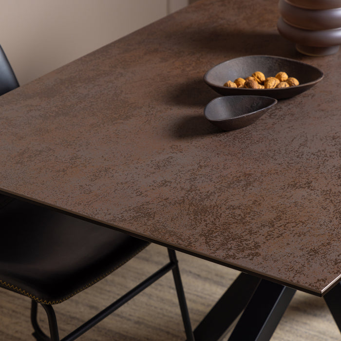 Heaven Dining Table in Ceramic Rusty Brown 160x75.5cm