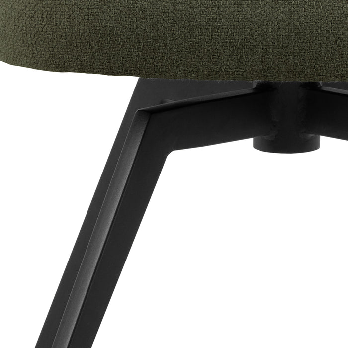 Soli Round Dining Table in Oak/Black 120x75cm Included 4 Darlene Dining Chair with Armrest and Swivel Function in Green
