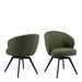 Soli Round Dining Table in Oak/Black 120x75cm Included 4 Darlene Dining Chair with Armrest and Swivel Function in Green