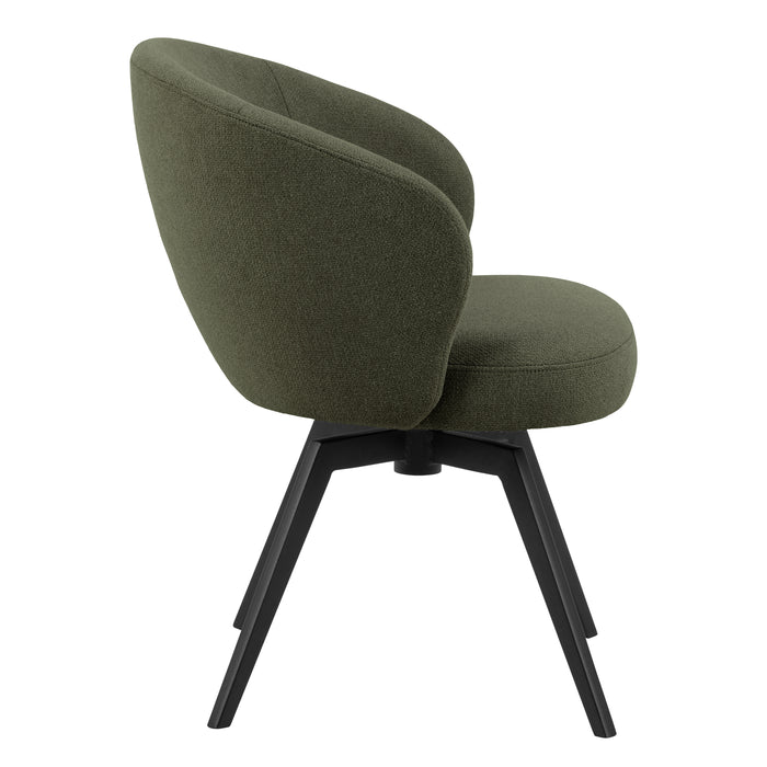 Soli Round Dining Table in Oak/Black 120x75cm Included 4 Darlene Dining Chair with Armrest and Swivel Function in Green