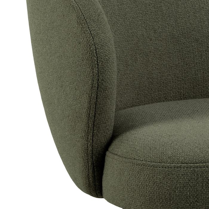 Soli Round Dining Table in Oak/Black 120x75cm Included 4 Darlene Dining Chair with Armrest and Swivel Function in Green