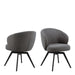 Soli Round Dining Table in Oak/Black 120x75cm Included 4 Darlene Dining Chair with Armrest and Swivel Function in Grey