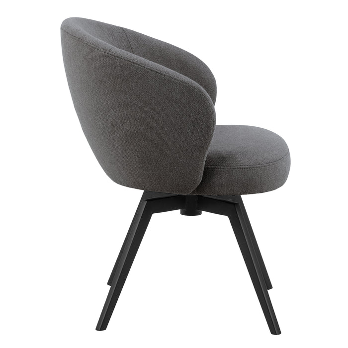 Soli Round Dining Table in Oak/Black 120x75cm Included 4 Darlene Dining Chair with Armrest and Swivel Function in Grey