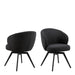 Soli Round Dining Table in Oak/Black 120x75cm Included 4 Darlene Dining Chair with Armrest and Swivel Function in Black
