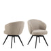 Soli Round Dining Table in Oak/Black 120x75cm Included 4 Darlene Dining Chair with Armrest and Swivel Function in Beige
