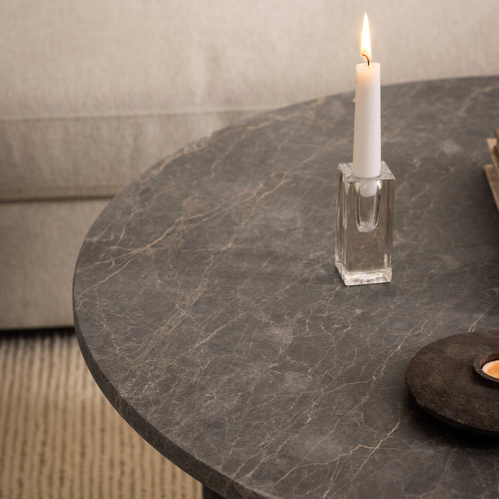 Vega Round Coffee Table with Marron Marble Top 90cm