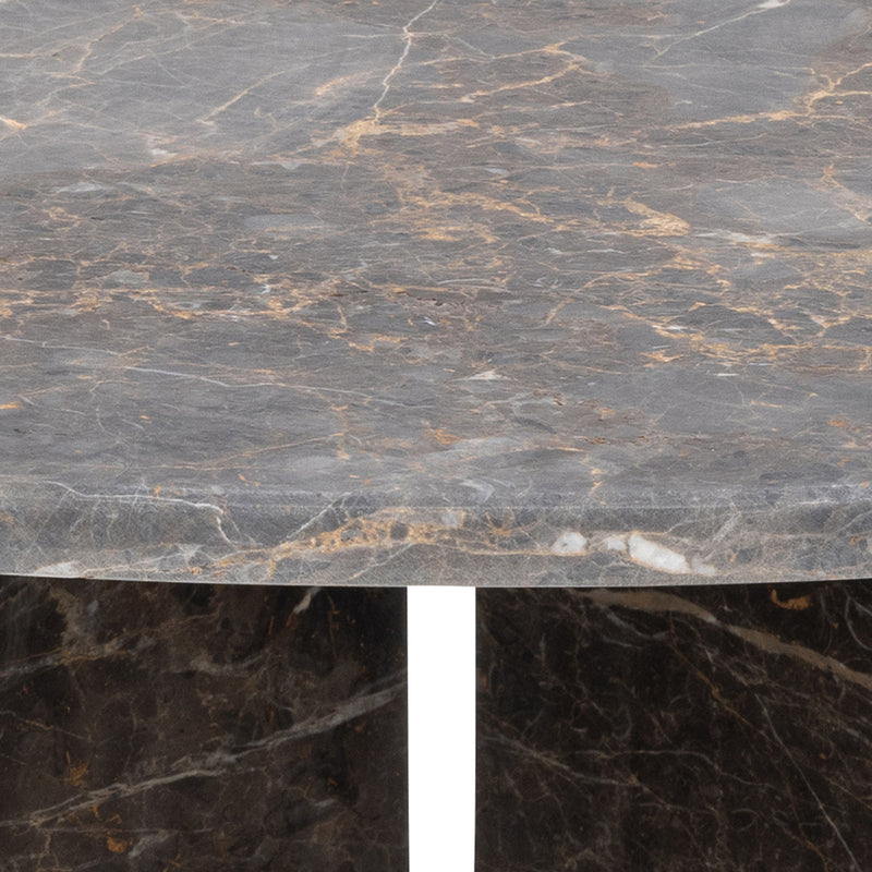 Vega Round Coffee Table with Marron Marble Top 90cm