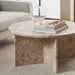 Vega Round Coffee Table with Brown Marble Top 90cm