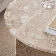 Vega Round Coffee Table with Brown Marble Top 90cm