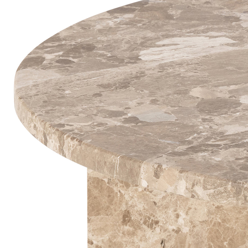 Vega Round Coffee Table with Brown Marble Top 90cm