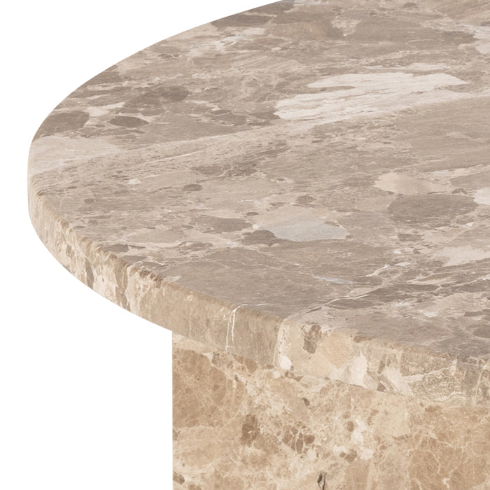 Vega Round Coffee Table with Brown Marble Top 90cm