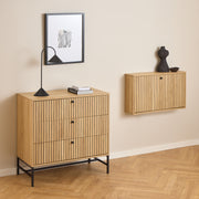 Albany Chest of 3 Drawers in Oak/Black Legs