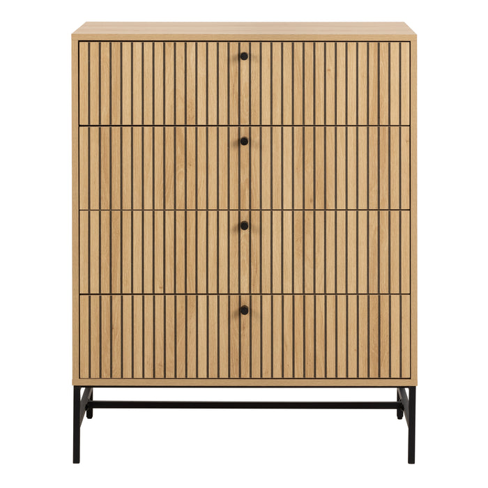 Albany Chest of 4 Drawers in Oak/Black Legs