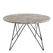 Prunus Round Coffee Table in Brown Marble and Matt Black Coated Steel Base 80x46.4cm