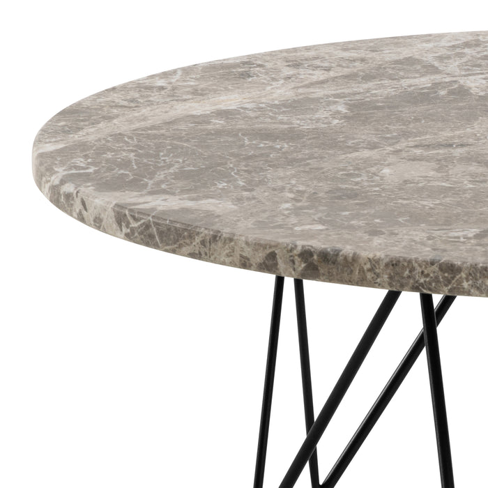 Prunus Round Coffee Table in Brown Marble and Matt Black Coated Steel Base 80x46.4cm