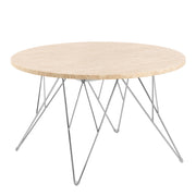 Prunus Round Coffee Table in Matt Beige and Chrome Steel Base 80x46.4cm