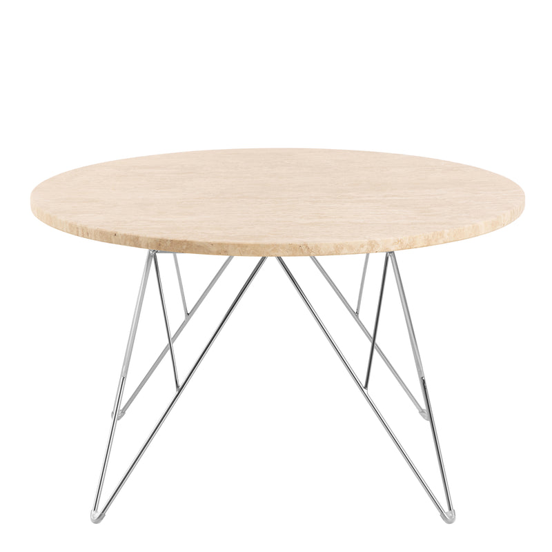Prunus Round Coffee Table in Matt Beige and Chrome Steel Base 80x46.4cm