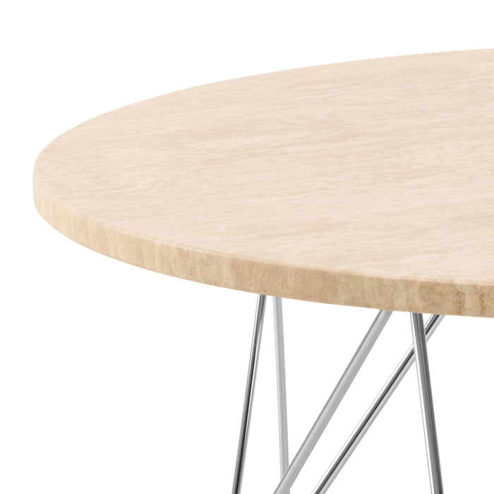 Prunus Round Coffee Table in Matt Beige and Chrome Steel Base 80x46.4cm