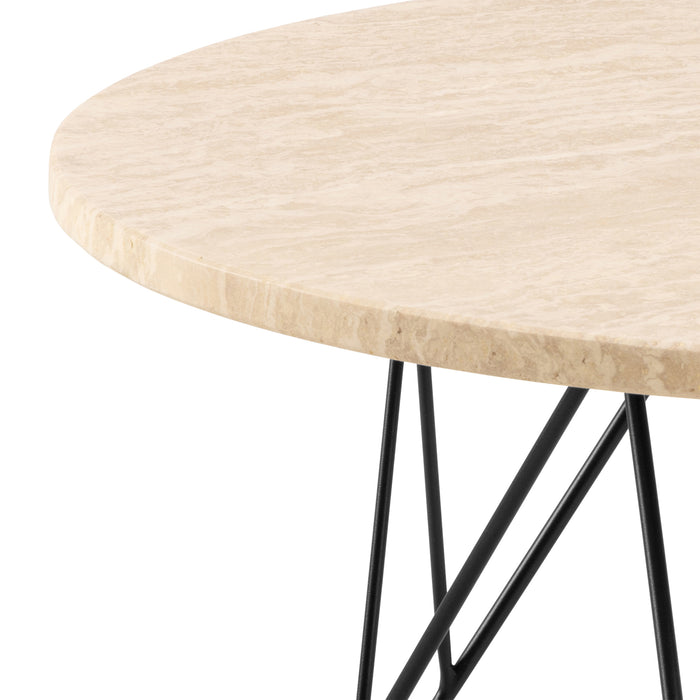 Prunus Round Coffee Table in Matt Beige and Matt Black Coated Steel Base 80x46.4cm