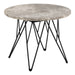 Prunus round Side Table in Grey Marble and Black Coated Steel Base 55x41.4cm