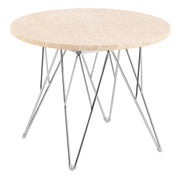 Prunus Round Side Table in Matt Beige and Chrome Steel Base 55x41.4cm