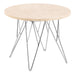 Prunus Round Side Table in Matt Beige and Chrome Steel Base 55x41.4cm