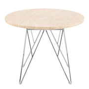 Prunus Round Side Table in Matt Beige and Chrome Steel Base 55x41.4cm
