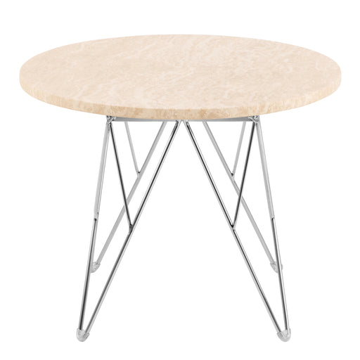 Prunus Round Side Table in Matt Beige and Chrome Steel Base 55x41.4cm
