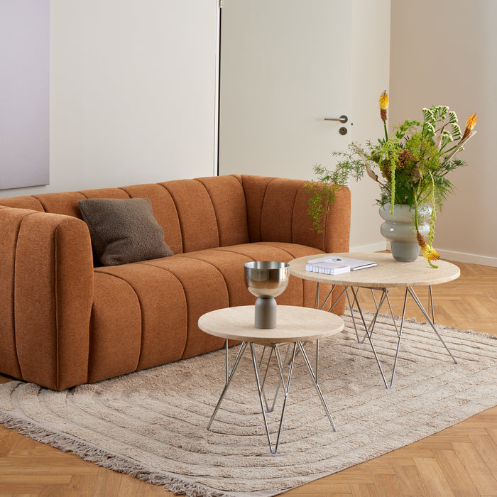 Prunus Round Side Table in Matt Beige and Chrome Steel Base 55x41.4cm
