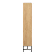 Albany Shoe Cabinet 3 Flip Down Doors in Oak/Black Legs