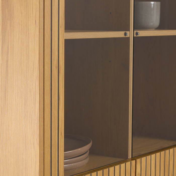 Jaipur Display Cabinet With 4 doors and 6 Shelves in Wild Oak 
