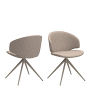Soli Round Dining Table in Oak/Grey 120x75cm Included 4 Ella Swivel Beige Dining Chair
