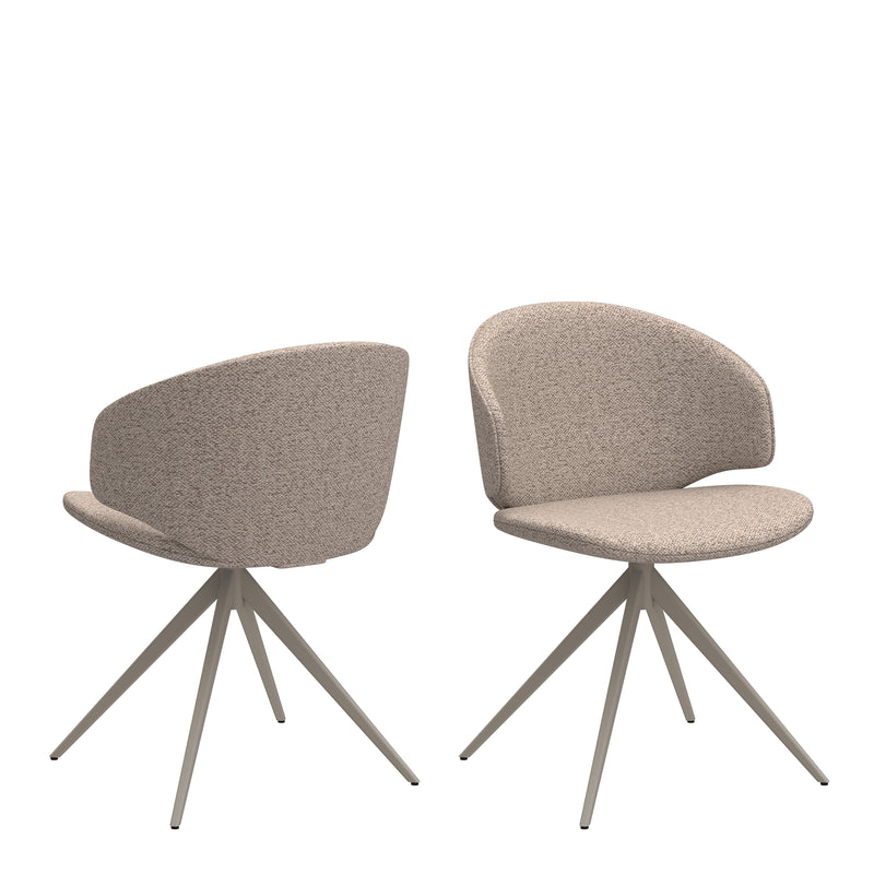 Soli Round Dining Table in Oak/Grey 120x75cm Included 4 Ella Swivel Beige Dining Chair