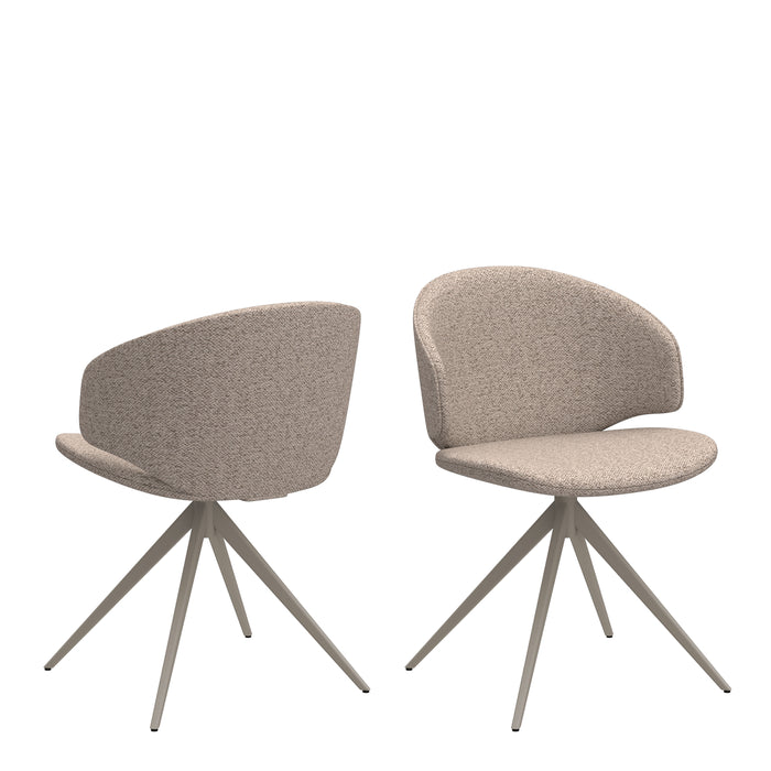 Soli Round Dining Table in Oak/Grey 120x75cm Included 4 Ella Swivel Beige Dining Chair