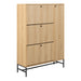 Albany Shoe Cabinet 3 Flip Down Doors 1 Pull Open Door in Oak/Black Legs