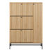 Albany Shoe Cabinet 3 Flip Down Doors 1 Pull Open Door in Oak/Black Legs