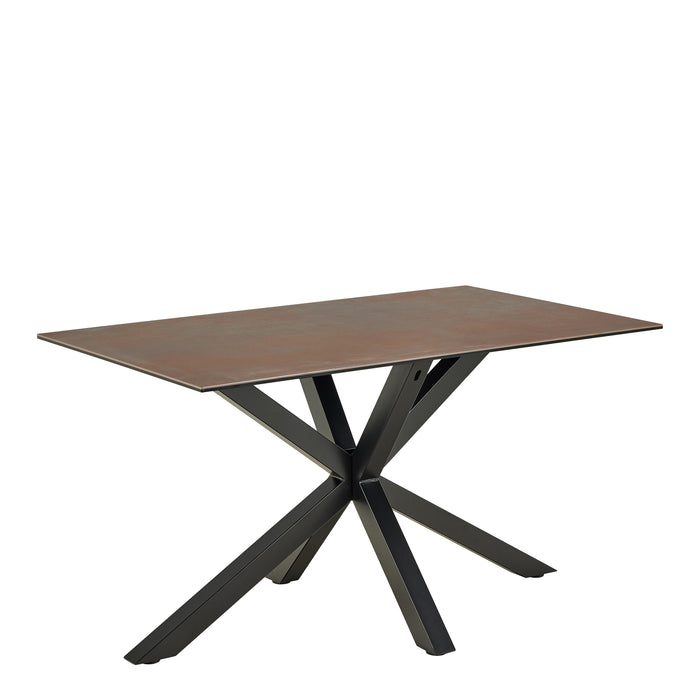Heaven Dining Table with Ceramic Rusty Brown Top 135cm Included 4 Dean Beige Swivel Dining Chair