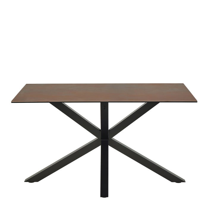 Heaven Dining Table with Ceramic Rusty Brown Top 135cm Included 4 Dean Beige Swivel Dining Chair