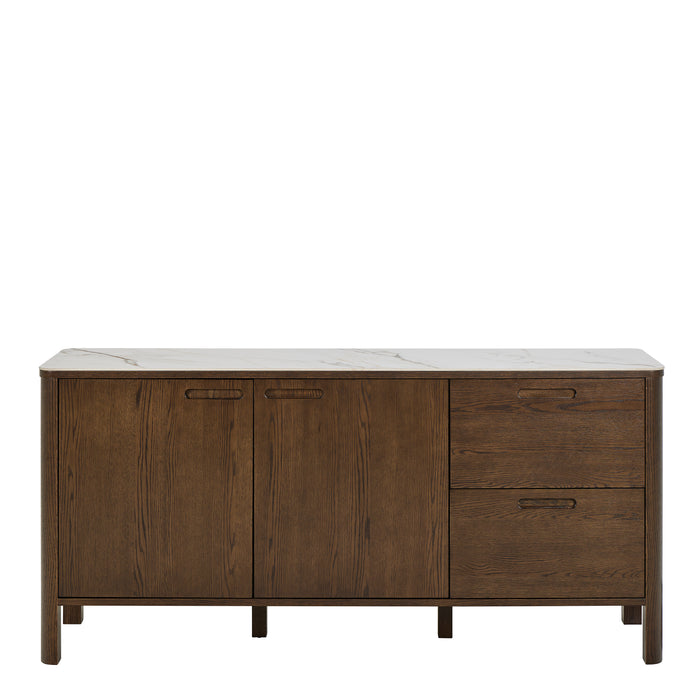 Southampton Sideboard With 2 Doors 2 Drawers and 2 Shelves in Cream Ceramic 